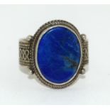 A 925 silver lapis lazuli ring Size N/O