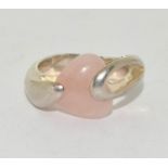 A 925 silver ring marked Monet with rose quartz stone Size N