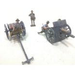 Lead soldiers badly painted WWI Australian field gun and lumber complete with men