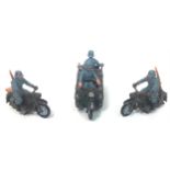 Britains German Kettenkard motorbike tracked vehicle together with two German motorbikes.