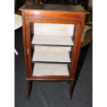 Edwardian display cabinet on tapered splayed legs with beaded detailing with three original