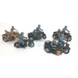 Britains German WWII motorcycle machine carriage x2 and other German machinery.