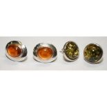 2 pairs Baltic amber .925 silver earrings