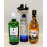 3 mixed bottles of alcoholic spirit Vodka, Gin, and Whisky ref 83, 84, 85
