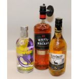 Three bottles of spirits to include Absolut, Whyte & Mackay and Glen Orchard. 84, 85, 90