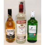 3 mixed bottles of alcoholic spirit Vodka Gin and Whisky ref 83,85 93