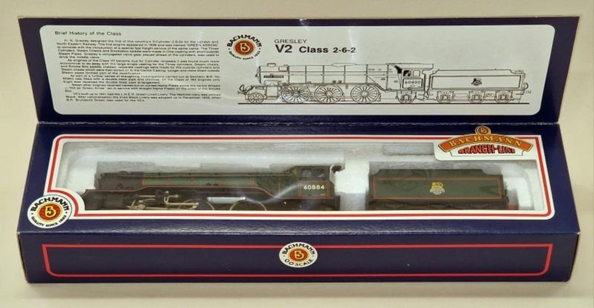 Bachmann Branch Line OO Gauge Gresley V2 Class 2-6-2 Locomotive in unused condition.