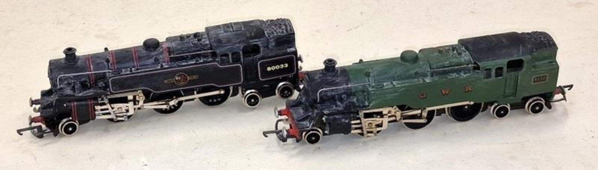 Two OO Gauge locomotives to include GWR 8230 and British railways 80033- previously displayed so