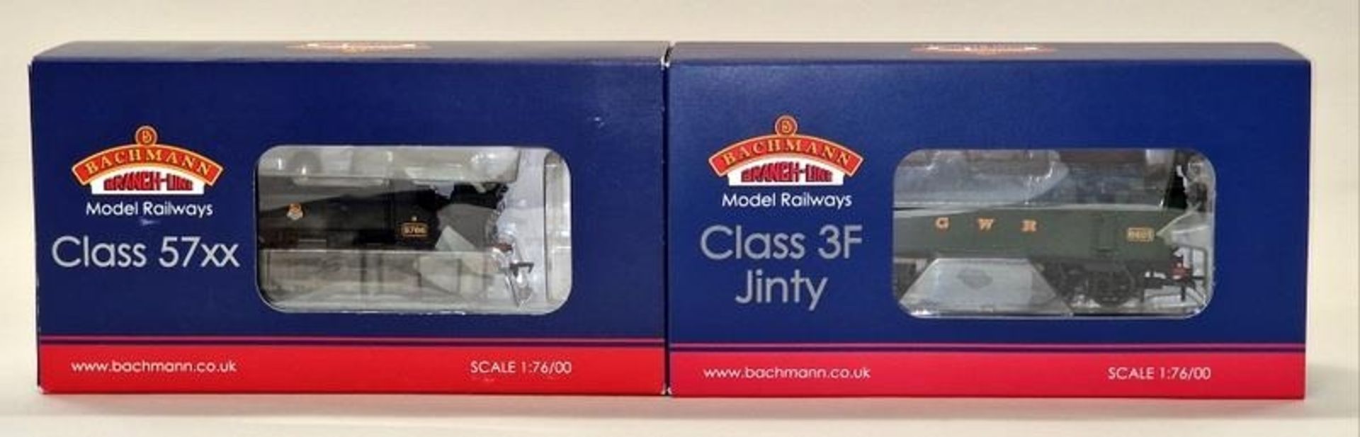 Bachmann 32-214 Class 57xx locomotive together with 32-075C Class 3F Jinty locomotive. Both in