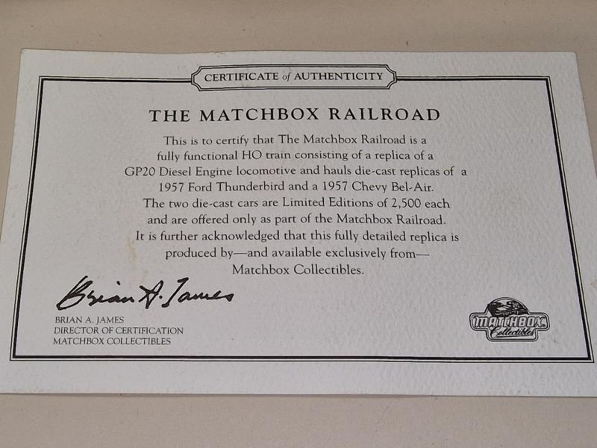 Matchbox Railroad HO Gauge electric train set in excellent condition with certificate. - Image 3 of 4