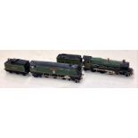 Two OO gauge locomotives and tenders to include British Railways Winston Churchill 34051 and Devizes