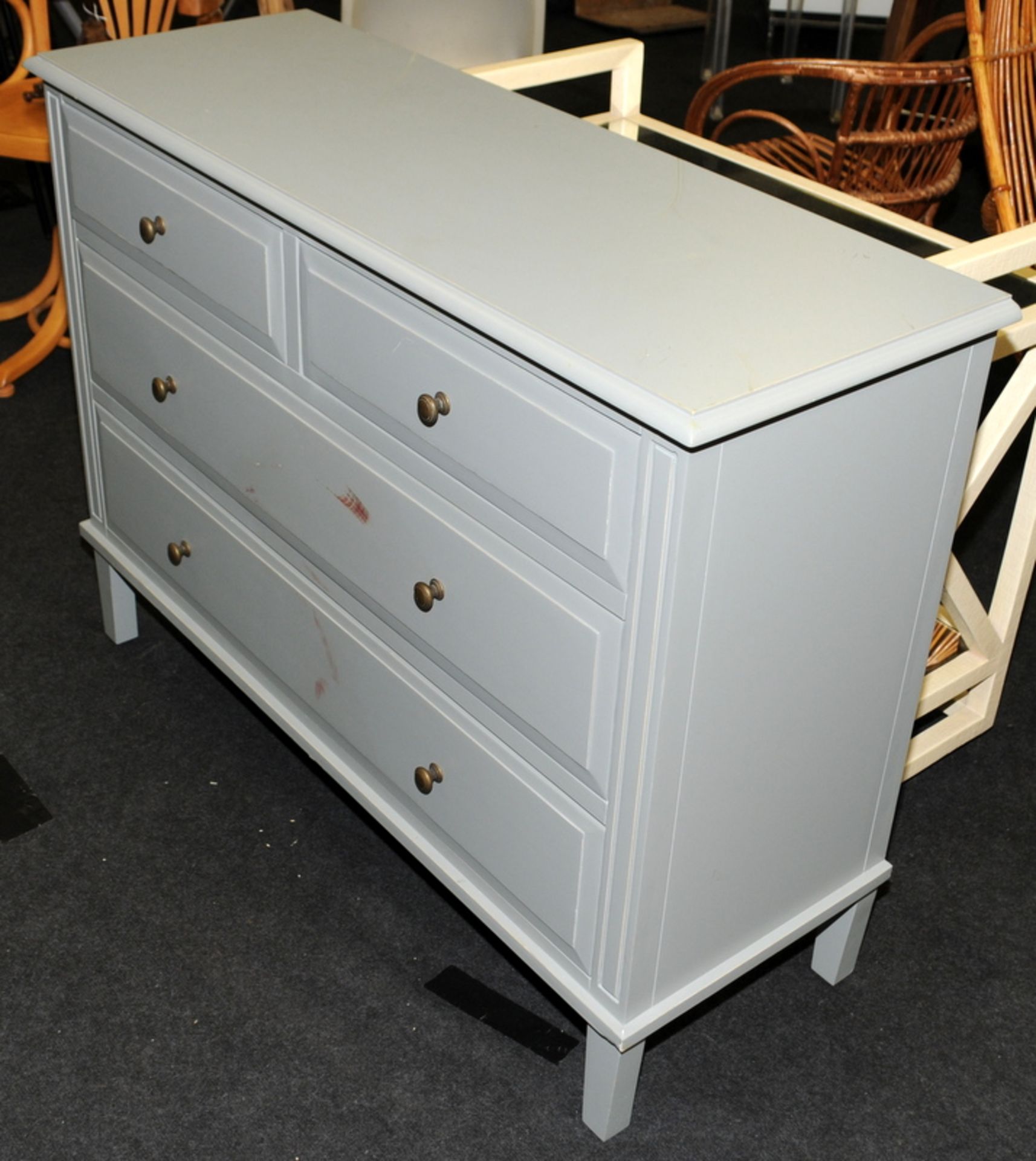 Narrow 2 over 2 narrow chest of drawers or dresser in matt grey finish with a little deliberate - Image 2 of 5