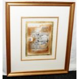 Kevin Blackham framed mixed media artwork of an architectural nature 'Detail III'. O/all frame