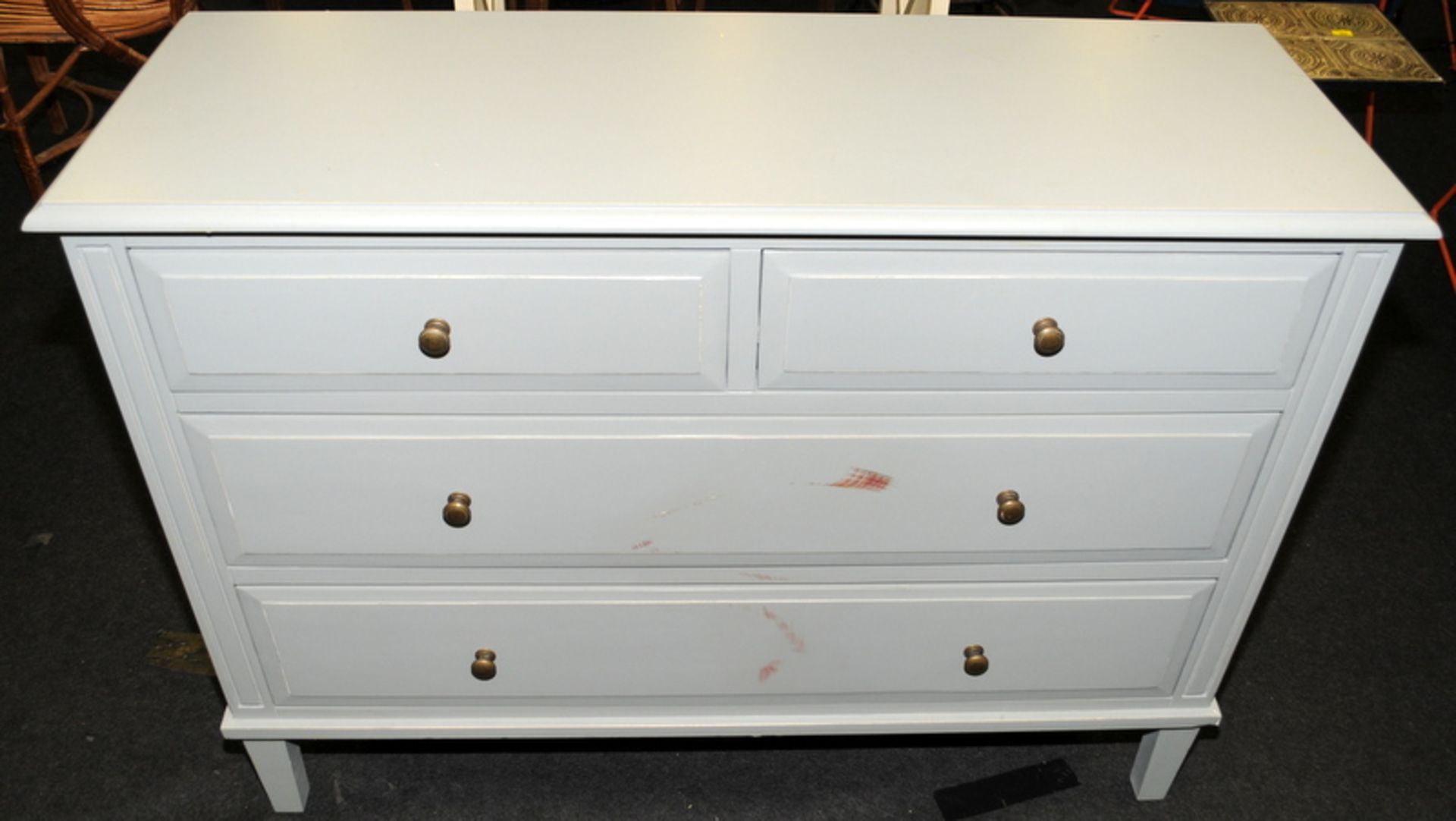 Narrow 2 over 2 narrow chest of drawers or dresser in matt grey finish with a little deliberate - Image 5 of 5