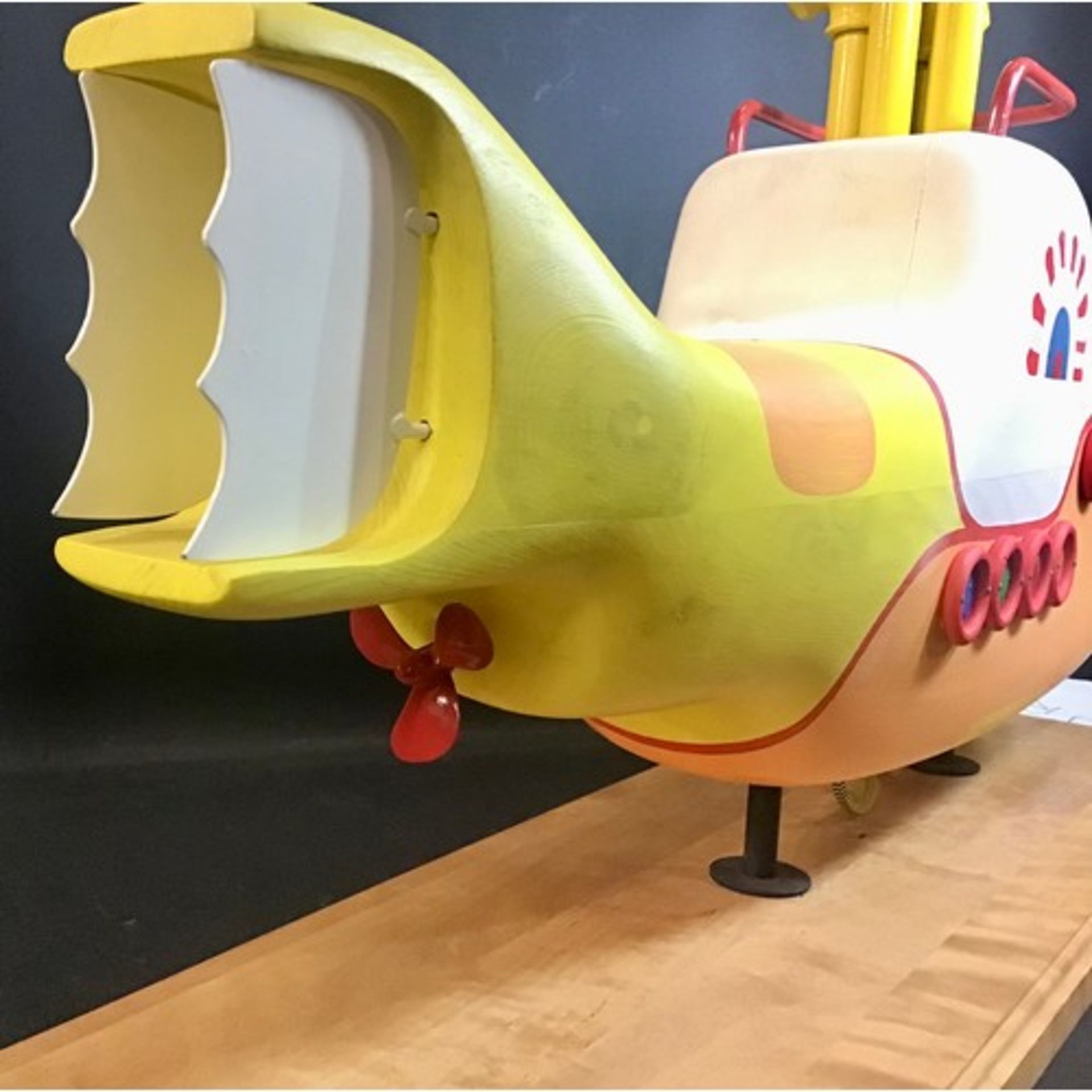 The Beatles one off Yellow Submarine carved wooden / metal reproduction model with working lights. - Image 4 of 6