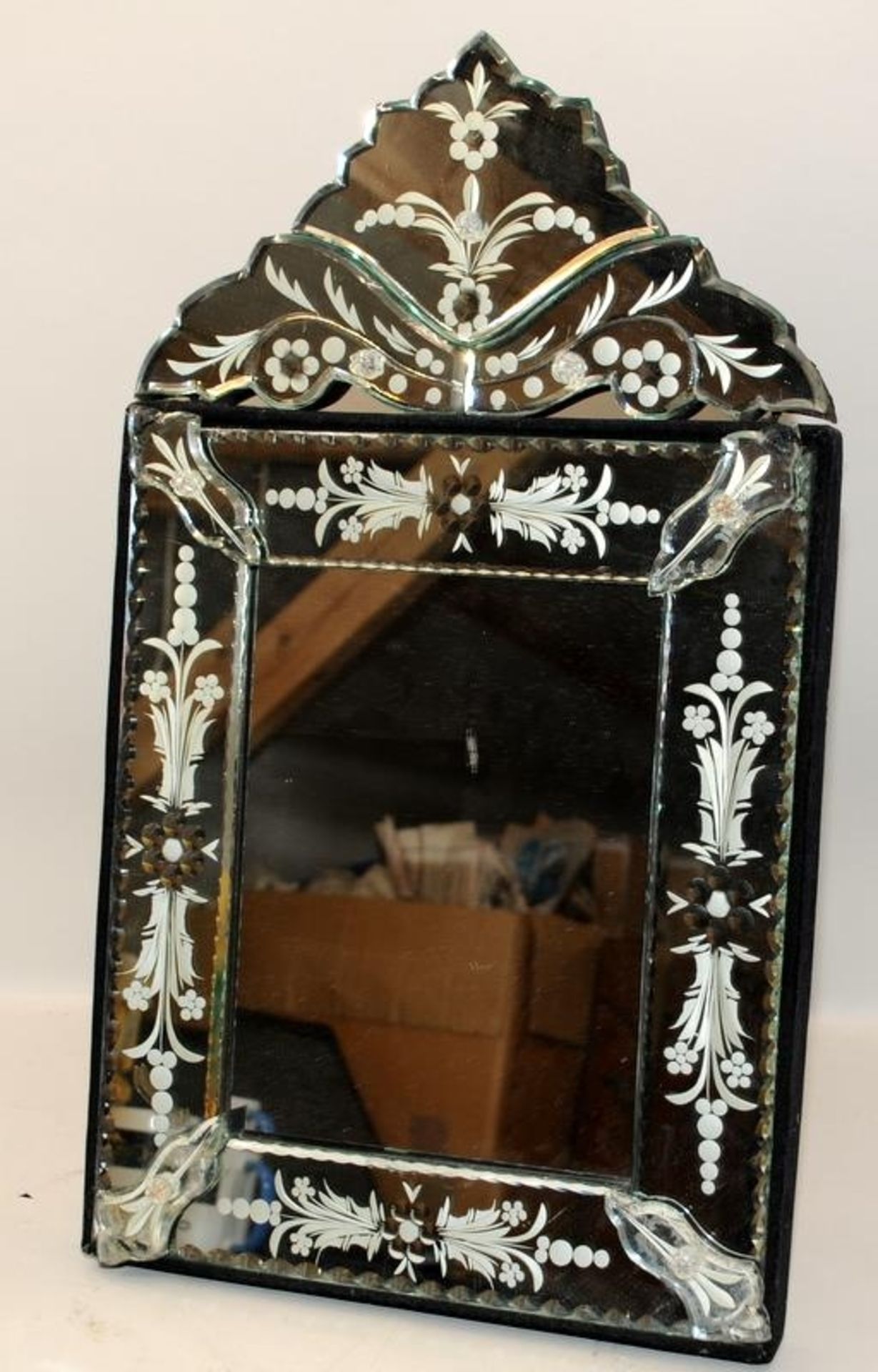 A contemporary Venetian style easel backed freestanding mirror. 53cms tall