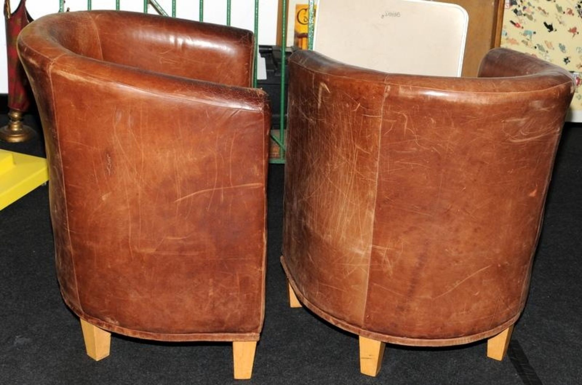 Pair of Vintage leather Tub Chairs - Image 3 of 3