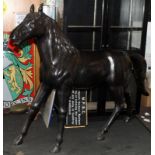 Half (?) life size sculpture in bronze of a horse 160x180x40cm