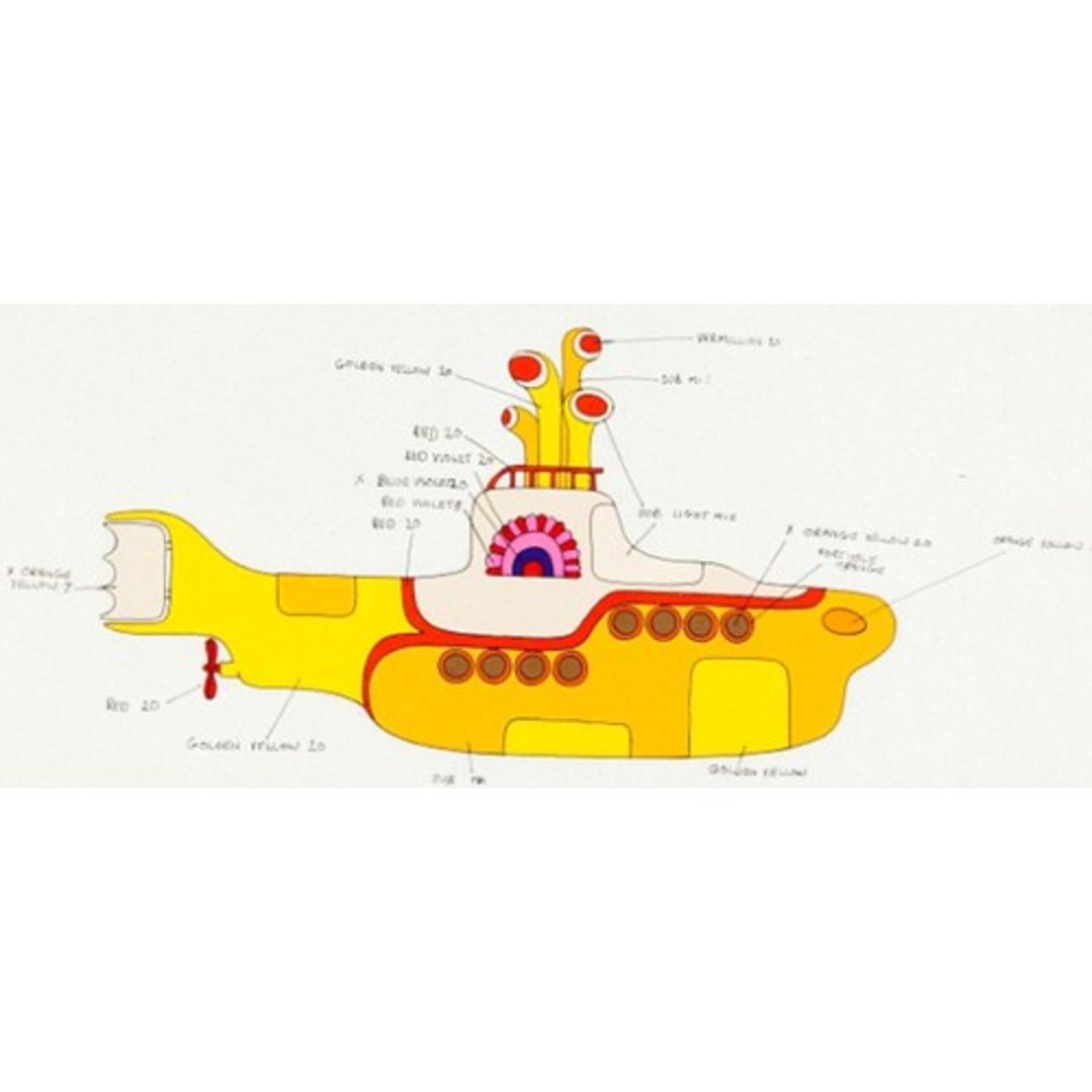 The Beatles one off Yellow Submarine carved wooden / metal reproduction model with working lights. - Image 6 of 6