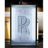 Quality contemporary chrome Rolls Royce large illuminated advertising sign 100x64cm.
