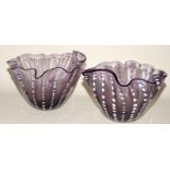 2 x Mid century glass Amethyst vases.