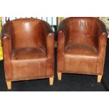 Pair of Vintage leather Tub Chairs