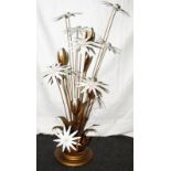 Unusual floral floor standing lamp in the manner of German designer Hans Kogl of metal and white