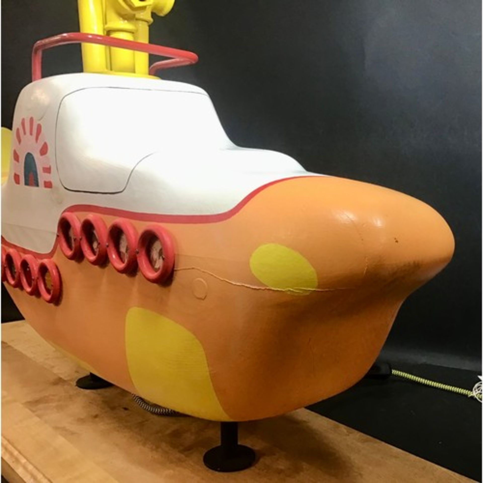 The Beatles one off Yellow Submarine carved wooden / metal reproduction model with working lights. - Image 5 of 6