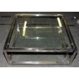 Chrome and glass contemporary designer coffee table 40x100x100cm