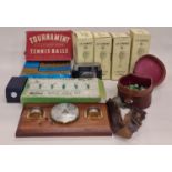 Mixture of various collectables to include Transistor Radio, vintage tennis balls, golf set etc.