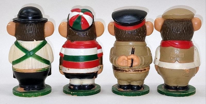 PG Tips vintage 1970's set of chimp egg cups to include Mr Shifter, Cyril the Cyclist, Sergeant - Image 2 of 3