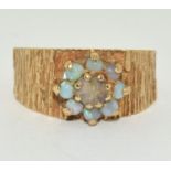 9ct gold ladies Opal daisy cluster ring size O