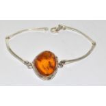 Honey amber 925 silver bracelet