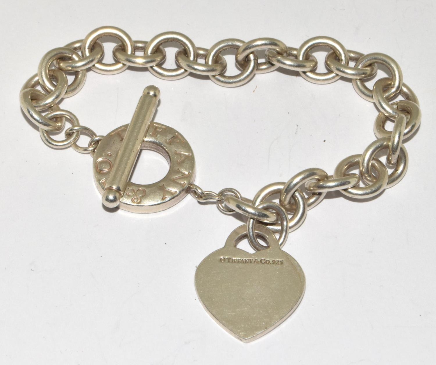 Tiffany & Co fully hallmarked silver heart bracelet.