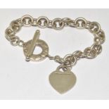 Tiffany & Co fully hallmarked silver heart bracelet.