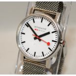 Mondaine Swiss Railways gents quartz watch on milanese bracelet. 36mm across including crown. New