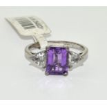 A 925 silver (new with tags) and amethyst ring Size T