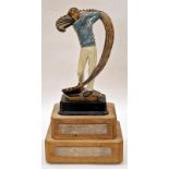 Golf interest "The Colonels Trophy" with plaques to front 37cm tall.