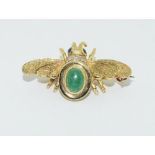 18ct gold Diamond and Emerald bug brooch
