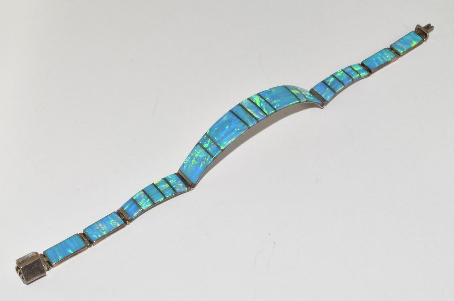 950 Mexican silver Opal bracelet 17cm long