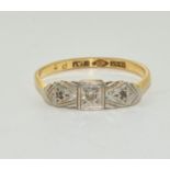 18ct gold and Plat ladies Diamond Art Deco ring size K