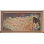 Large "Julian Ritter" style reclining nude set in a vintage frame 100x55cm