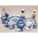 Mixed china and ceramics to include blue and white pieces by Delft and Copeland Spode.