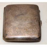 Antique sterling silver cigarette case, hallmarked for Birmingham 1919. Total weight 86g