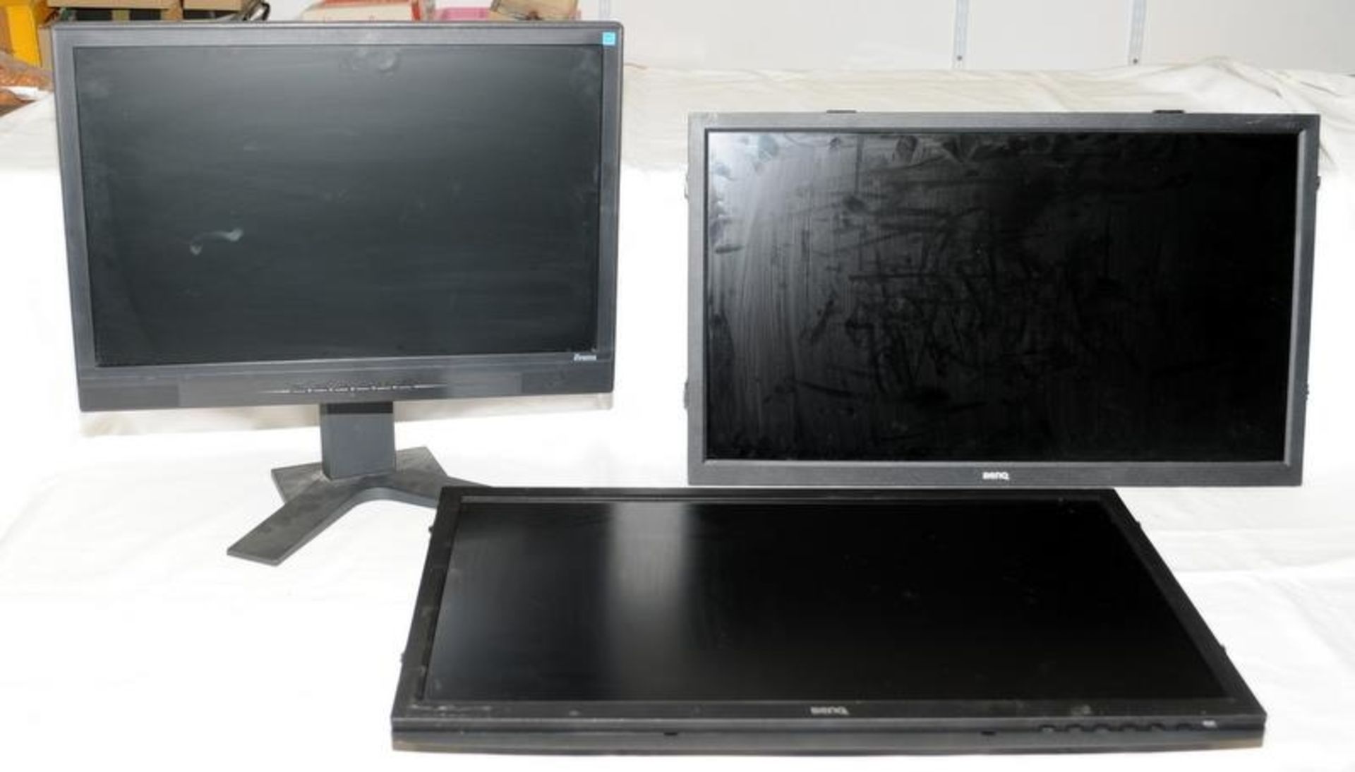 2 x Benq computer monitors c/w 1 x Iiyama monitor. Benq's require stands/wall brackets. (Ref 4, 9,