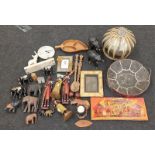 Large quantity of African tribal items to include art work carvings and a drum