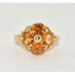 9ct gold ladies Amber daisy ring 5.5g size N