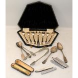 A collection of silver and silver plated items c/w an unmarked cheroot holder