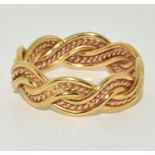 18ct gold rope twist band ring size N