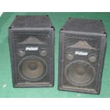 Pair of Pro Sound PA floor standing speakers with protective covers. 58cms tall.